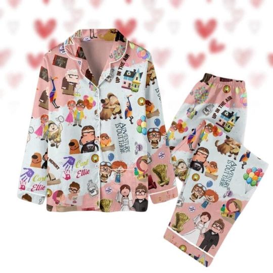 Carl And Ellie Couple Pajamas, Disney Pixar Up Movie Pj Set, Disney Cartoon Honeymoon Gifts, Greatest Adventure Sleepwear, Valentine