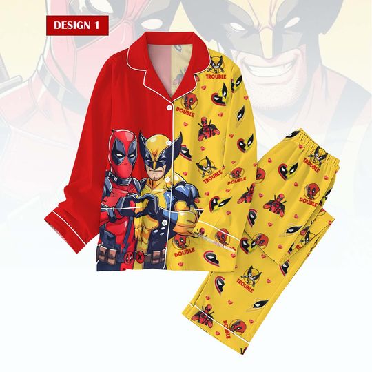 Deadpool And Wolverine Valentine Pajamas Set, Wolverine Deadpool Besties Forever Shirt, Superhero Gift Best Friends, Gift For Couple