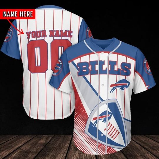 Personalized Buffalo Bills Baseball Jersey, Retro Bills Baseball Jersey