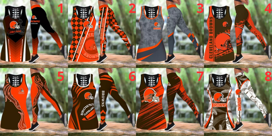 Cleveland Browns Hollow Tanktop Legging Sets | Women's Day Gift