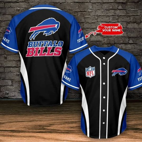 Personalized Buffalo Bills Baseball Jersey, Bills Football Baseball Jersey