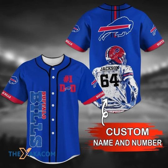 Personalized Buffalo Bills Baseball Jersey, Bills Team Baseball Jersey, Sunday Football