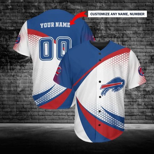 Personalized Buffalo Bills Baseball Jersey, Bills Team Baseball Jersey