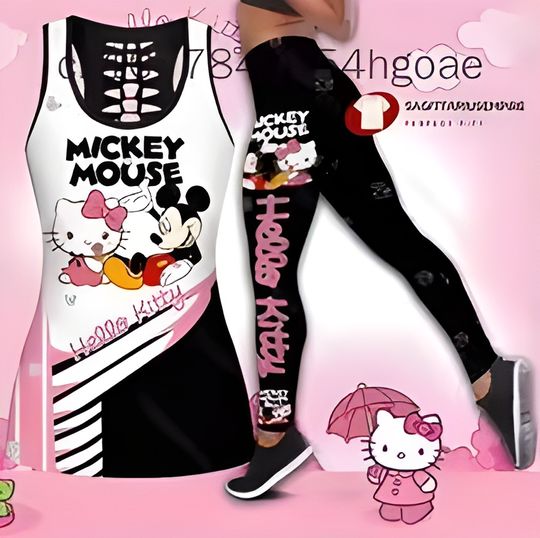 Kitty x Mickey Hollow Tanktop Legging Sets | Women's Day Gift