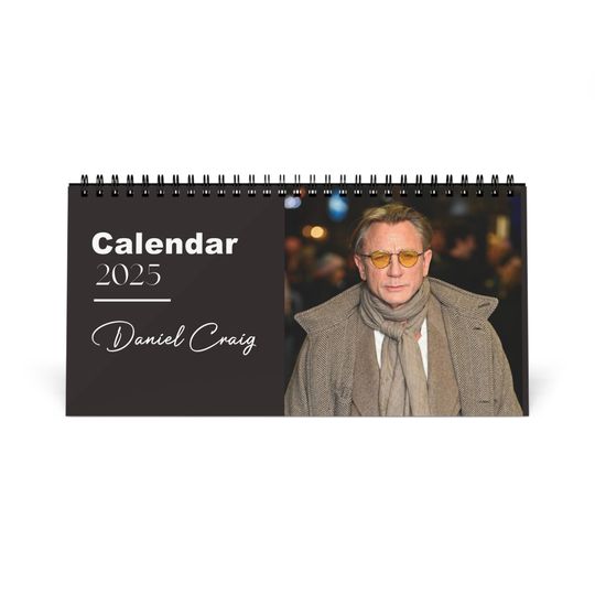 Daniel Craig 2025 Desk Calendar | James Bond & Hollywood Star | Daniel Craig Gift | 007 Actor Calendar | Movie Star Decor