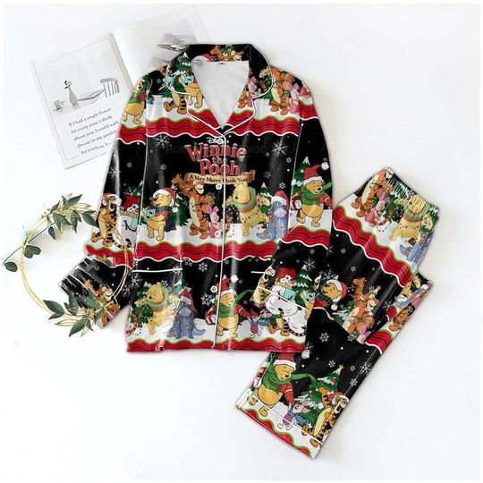 Winnie The Pooh Bear Christmas Pajamas Set, Pooh Pajama Pants, Disney Family Pj Set, Disney Christmas Party, Pooh Piglet Eeyore Shirt