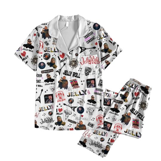 Jelly Roll Pajamas, The Beautiful Broken Tour Shirt, Rock Music Pajamas Set, I Love Jelly Roll Women Pajamas, Gift For Fans