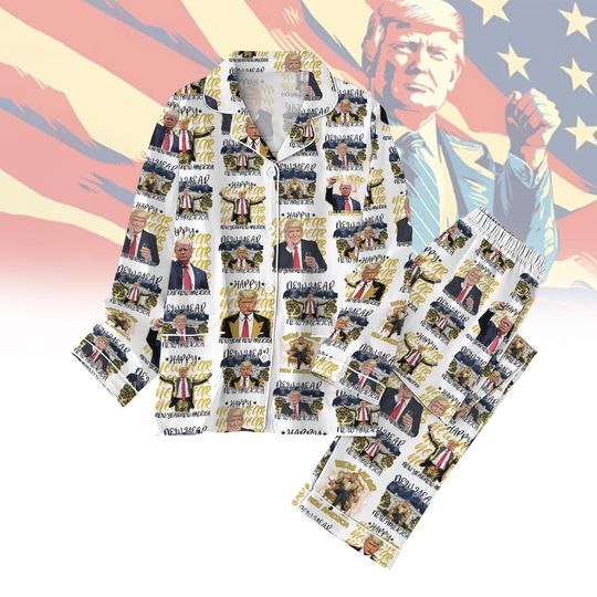 New Year Trump 2025 Coquette Bow Pajama Set, Happy New Year 2025 Era Shirt, Meet Me At Midnight Pajamas, 47 President Trump Pyjamas