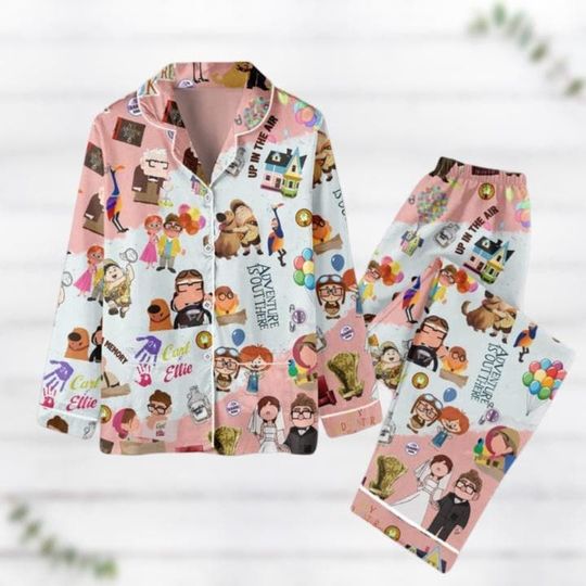 Disney Pixar Up Pajamas Set, Carl And Ellie Couple Pajamas, Disneyland Shirt, Cartoon Holiday Pajamas, Valentine's Day Gift For Her Him