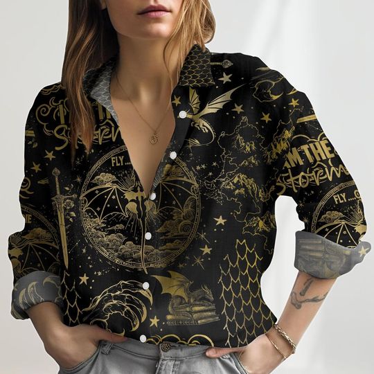 Fourth Wing Linen Shirt, Dragon Rider Blouses Tops Women, Basgiath War College Long Sleeve Shirt, Retro Book Club Tee, Gift For Readers