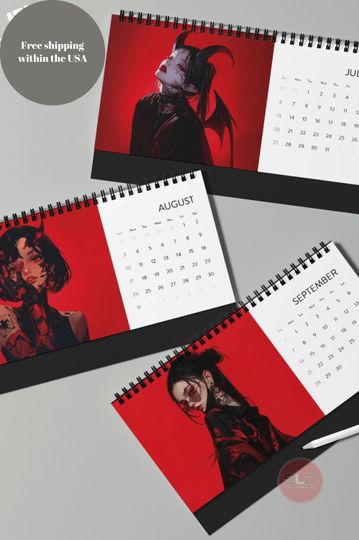 Anime Girl 2025 Desktop Calendar - Cute Japanese Calendar Desk Decor, Manga Girl Yearly Planner, Kawaii Anime Art Desk Organizer, Japanese