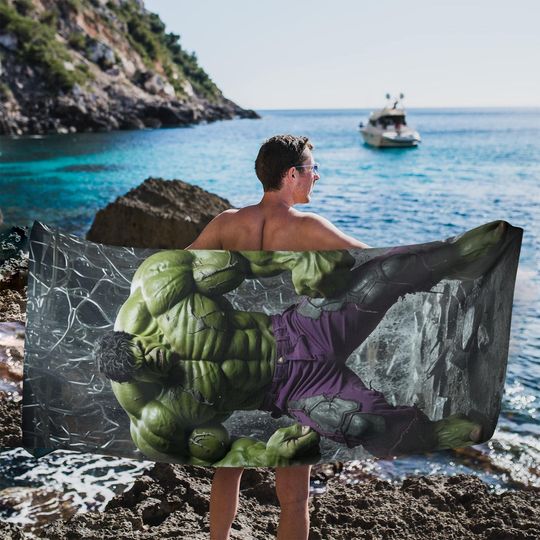 Hulk Beach Towel Avengers Super Hero Travelling Camping Summer Birthday Gifts Mothers Fathers Day