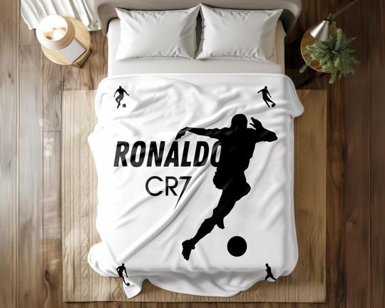 Cristiano Ronaldo Cr7 Soccer Throw Blanket - Cozy Plush Gift for Christmas, Birthday, Dad, Husband, Son, Kids, and Teams