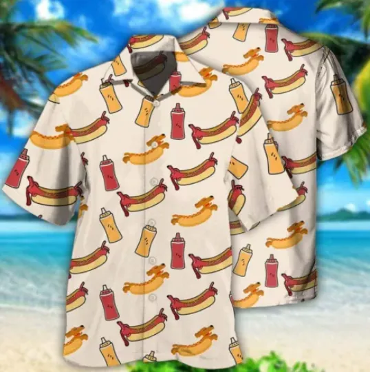 Cool Funny Hawaiian Shirt Hot Dog Gift For Family And Friends