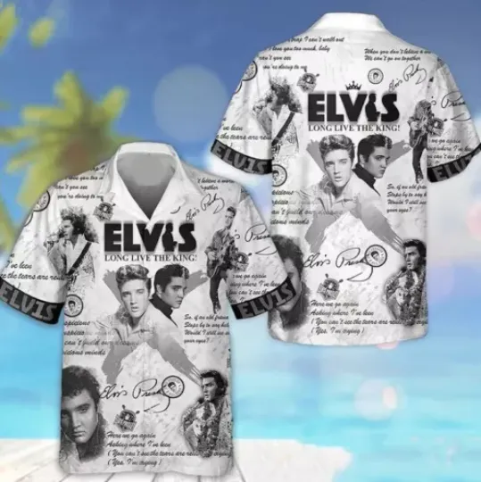 Elvis Presley Hawaiian Shirt Casual Long Sleeve Button Down Shirt