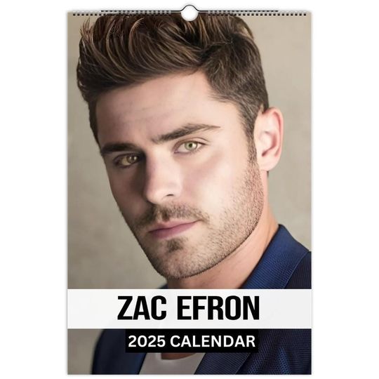 Zac Efron Wall Calendar 2025 Vol 1 , Fan Gift,  High School Musical, The Greatest Showman, Baywatch