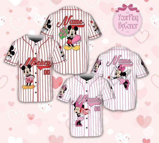 Disney Baseball Jersey, Disney Valentine Shirt, Mickey And Friends Valentine Shirt, Happy Valentines Day, Stitch And Angle, Jack And Sally