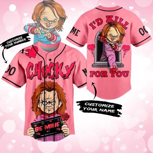 Valentine Chucky Be Mine Baseball Shirt, Horror Characters Shirt, Scary Baseball Jersey, Bride Of Chucky Shirt, Valentine Day Gift