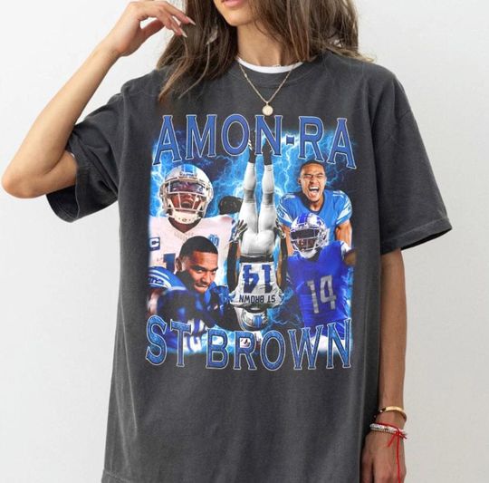 Amon-Ra St Brown Vintage Bootleg 90s Shirt, Detroit Football Retro TShirt, Game Day Shirt, Football Retro Shirt, For Her
