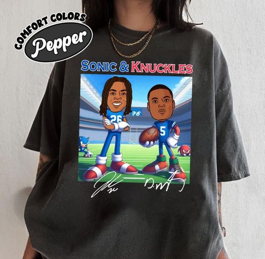 David Montgomery and Jahmyr Gibbs Cartoon Version Shirt, Detroit Football Retro TShirt, Game Day Shirt, Football Retro Shirt