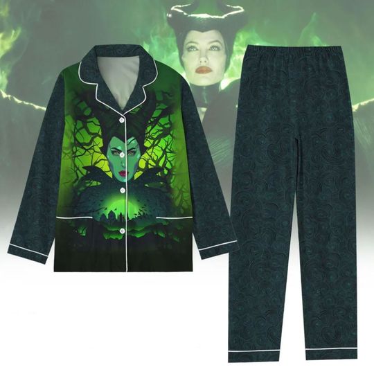 Maleficent Costume Cosplay Pajamas Set, Disney Witch Shirt, Halloween Womens Pajamas, Trick Or Treat Tee, Disney Princess Pajama Pants