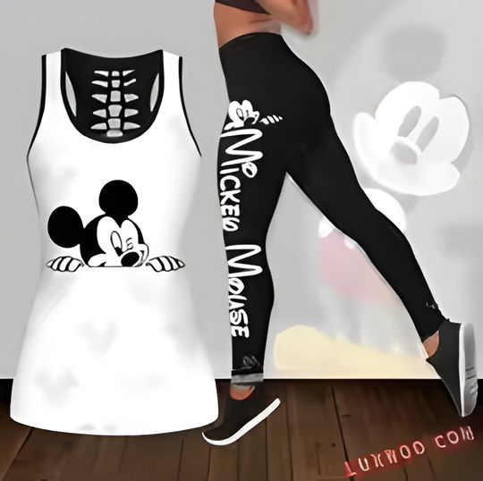 New Mickey Mouse Women's Hollow Tanktop Legging Sets | Women's Day Gift