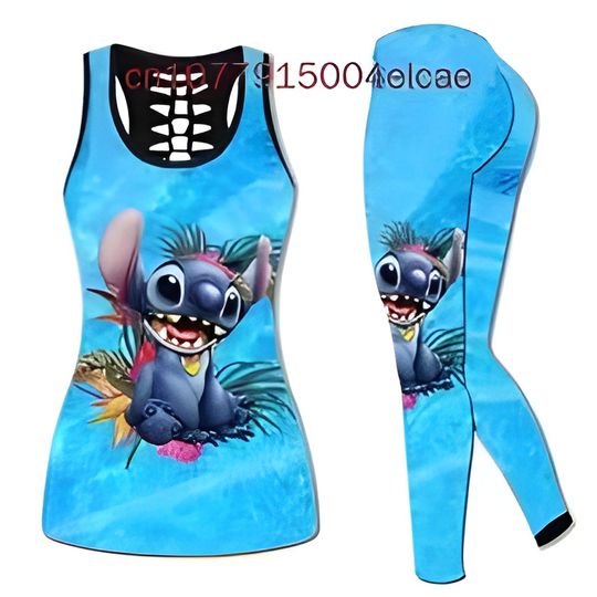 Disney Stitch Women's Hollow Tanktop Legging Sets | Women's Day Gift