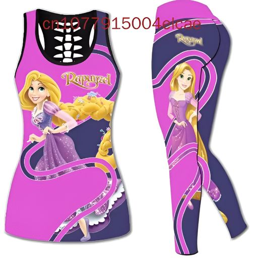 Disney Rapunzel Princess Hollow Tanktop Legging Sets | Women's Day Gift