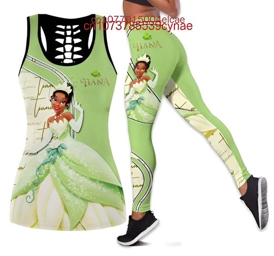 Princess Tiana WHollow Tanktop Legging Sets | Women's Day Gift