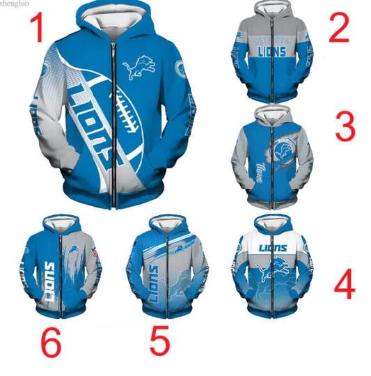 Detroit Lions 3D Zip Up Hoodie Jacket | Casual Hoodie | Football Lover Gift