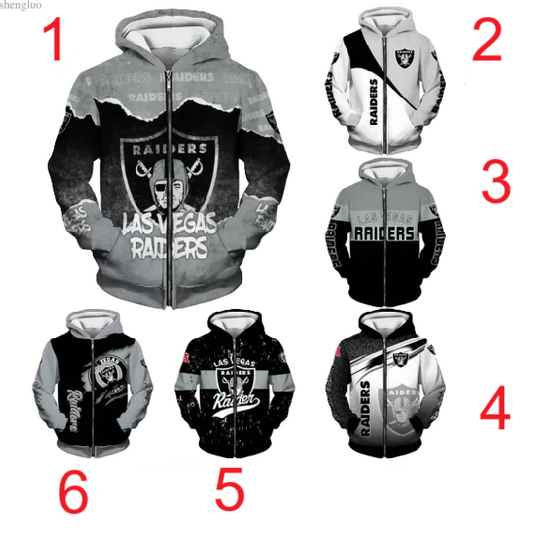Las Vegas Raiders 3D Zip Up Hoodie Jacket | Casual Hoodie | Football Lover Gift