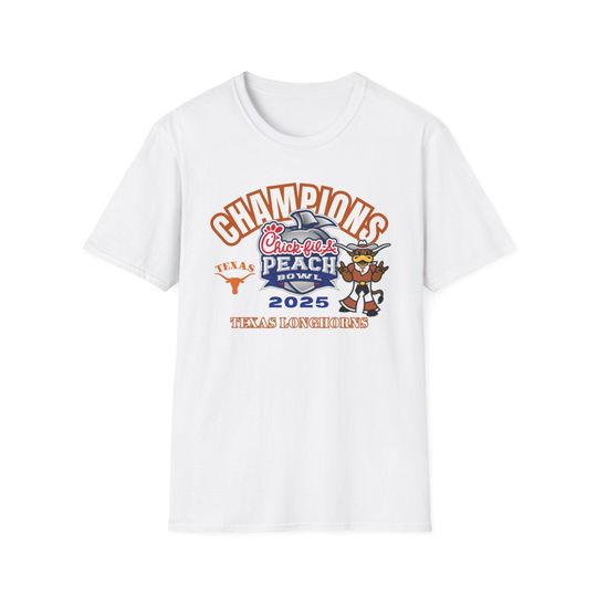 Texas Longhorns Peach Bowl Champions 2025 Shirt, Peach Bowl Souvenir, College Football Fan Gear, Game Day Merch, Chick-fil-a Bowl, Cfb Tee
