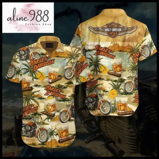 Haarleyy Davidson Hawaiian Shirt Aloha Summer Beach Men 3D Hawaiian Aloha Shirt