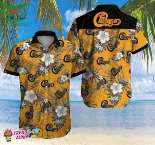 Chicago Rock Band Palm Tree Hawaiian Shirt for Rock Band Fans