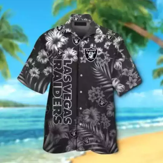 Las Vegas Raiders Short Sleeve Button Up Tropical Hawaiian Shirt