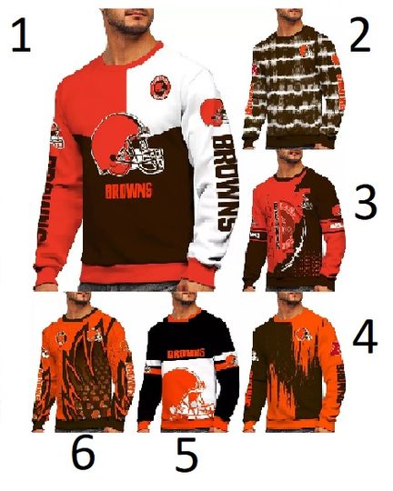 Cleveland Browns Men's 3D Sweatshirt Football Casual Long Sleeve Pullover