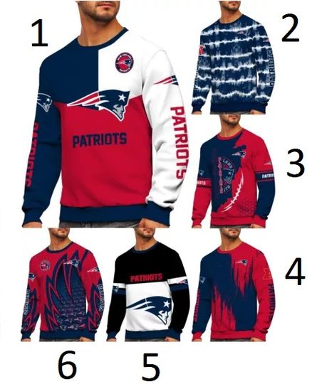 New England Patriots Men's 3D Sweatshirt Football Long Sleeve Pullover
