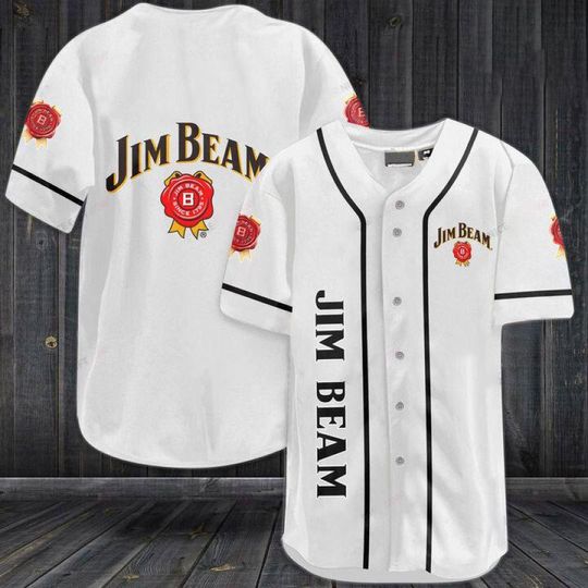 White Jim Beam Baseball Jersey - Jim Beam Jersey Shirt For Men Women, Jim Beam Baseball Shirt, Drinking Lover Gift