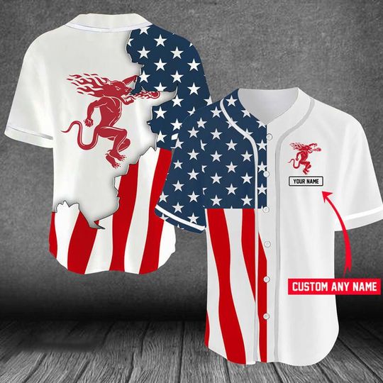 Personalized US Flag Fireball Whiskey Baseball Jersey - Fireball Jersey Shirt For Men Women, Fireball Baseball Shirt