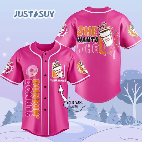 Custom Dunkin Donuts Baseball Jersey, Dunkie Junkie Jersey, Just Donut Athletic Jersey, Coffee Baseball Jersey, Personalized Jersey