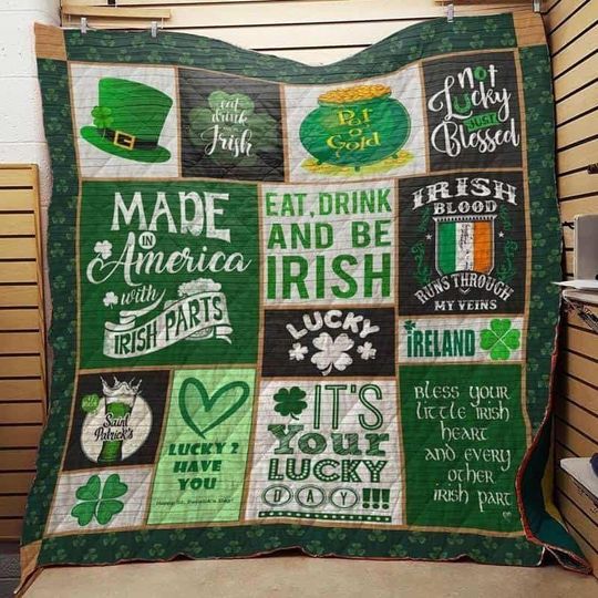 Eat Drink And Be Irish St Patrick Day Quilt - St Patty Day Quilt, St Patrick's Day Decor, St Patricks Day Gift Irish Gift