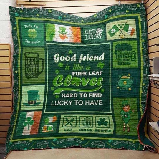 Irish Quilt - St Patricks Day Gift Irish Gift, Shamrock Quilt, St Patty Day Quilt Full Size Throw Twin Queen King