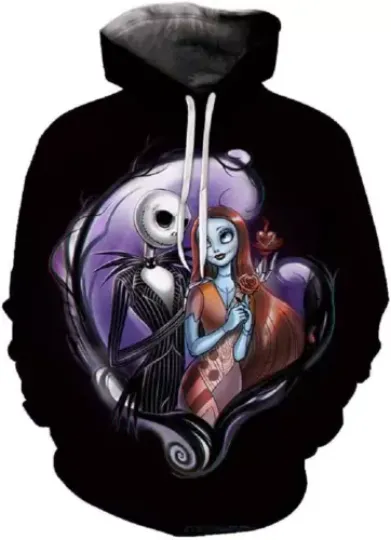 Unisex Nightmare before Christmas Jack Sally Novelty 3D Hoodie