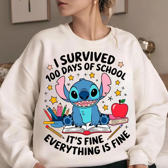Discover I Survived 100 Days Of School Sweatshit, Blue Monster Student Sweatshit