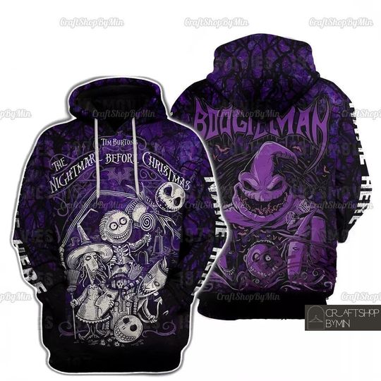 Jack Skellington Oogie Boogie Lock Shock Barrel 3D Hoodie, Nightmare Before Christmas 3D Hoodie