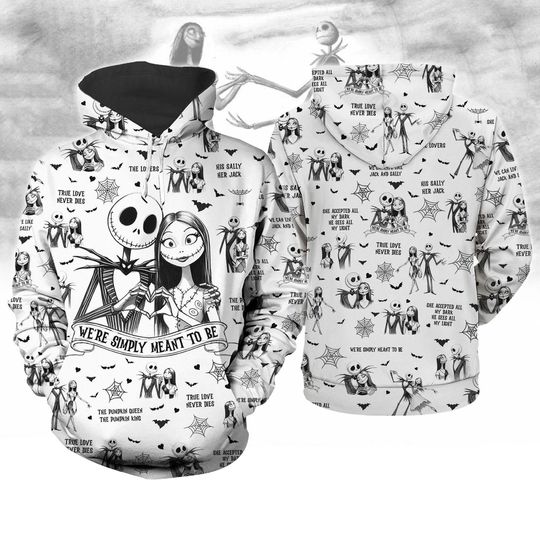 Jack Skellington And Sally 3D Hoodie, Nightmare Before Christmas 3D Hoodie, Disney Trip 3D Hoodie