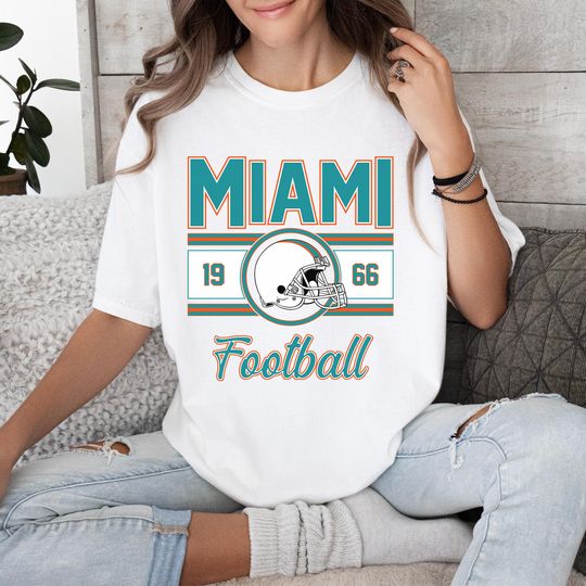 Discover Miami Football T-Shirt, Miami Team T-Shirt, Retro Miami Football T-Shirt