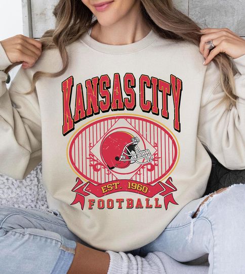 Kansas City Football 90s Style Sweatshirt, Kansas Sweatshirt, Vintage Football Sweatshirt