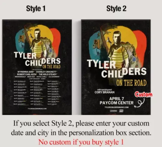Tyler Childers On The Road US Tour For 2025 Poster, Custom Date & City Poster