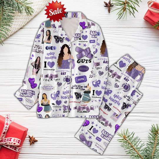 Olivia Rodrigo Guts Album Pajamas Set, Olivia Rodrigo Merch, Olivia Rodrigo Women Pajamas Set